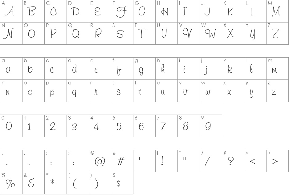 GE Light Stroke font character map preview