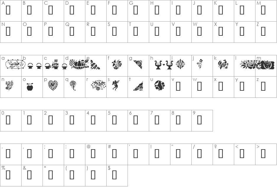 GE Pennsylvania Dutch II font character map preview