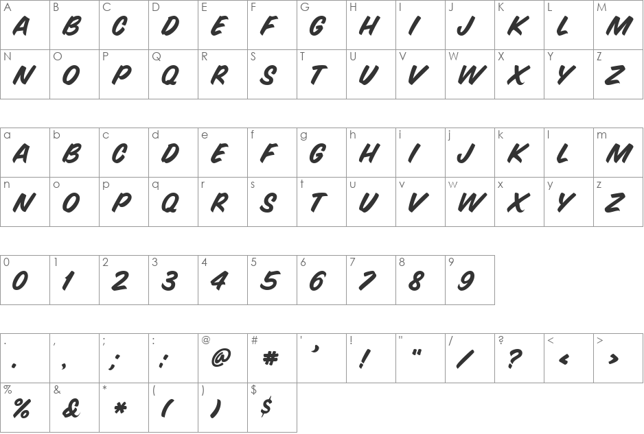 GE Quick Mark font character map preview