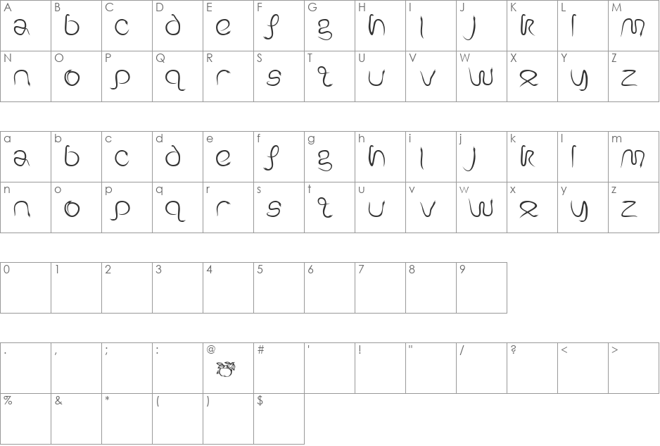 GE Serpentine font character map preview