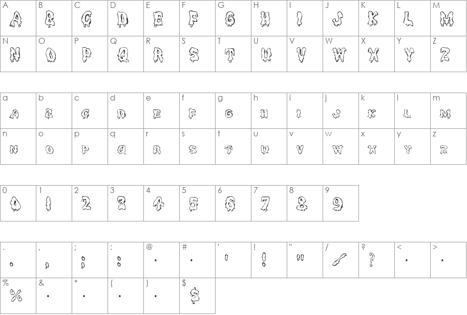 GE Spooks font character map preview