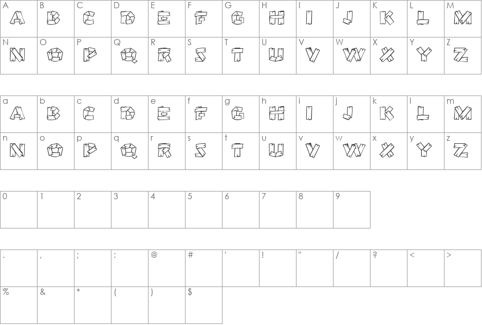 GE Tree House font character map preview