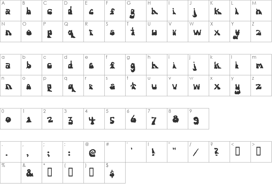 antiestablishment font character map preview