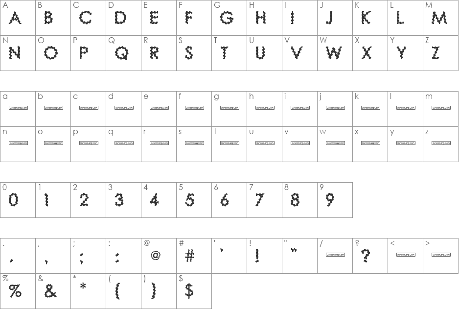 Geared Up font character map preview