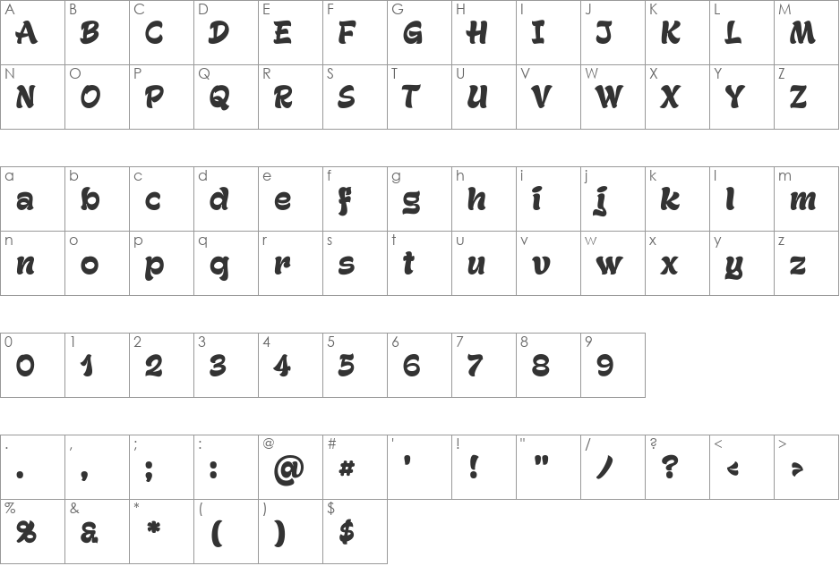 Gecko Personal Use Only font character map preview