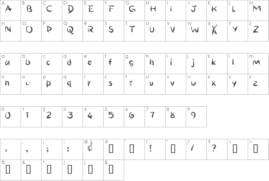 Gee Bee font character map preview