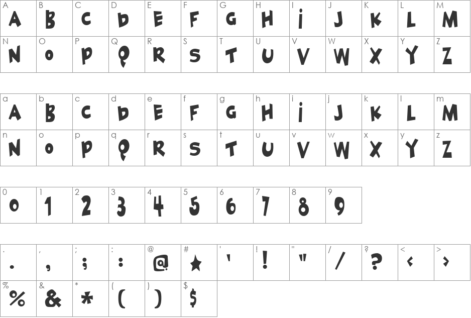 Geek a byte 2 font character map preview