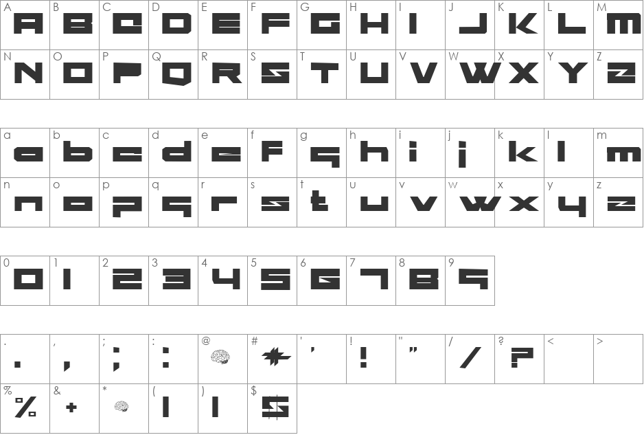 Geek Sours font character map preview