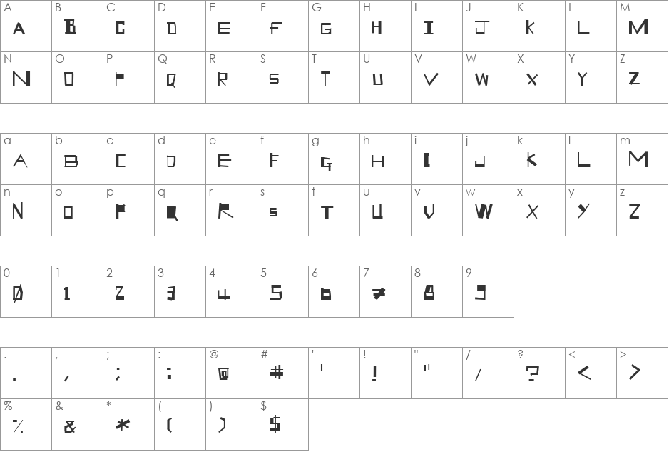 Geek Speek font character map preview