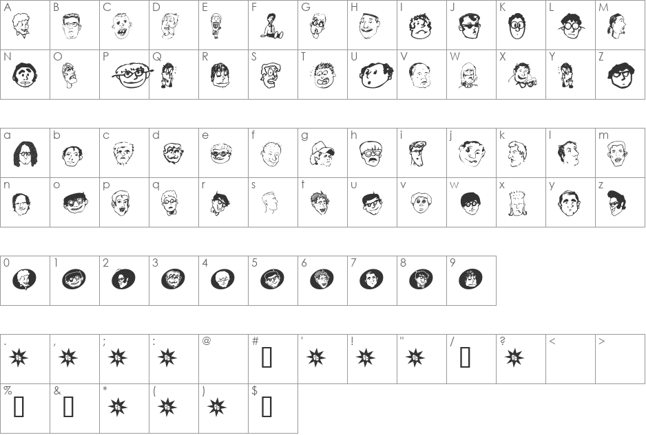 GeekBats font character map preview