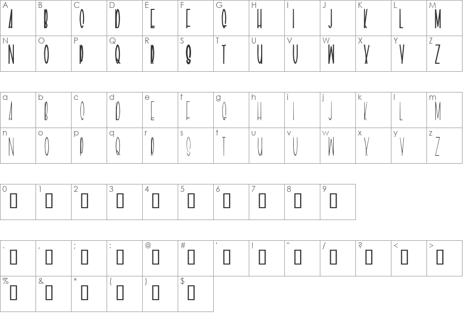 Geeves font character map preview