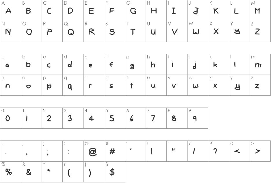 Gee_WP_Handwriting_2016_Skew font character map preview