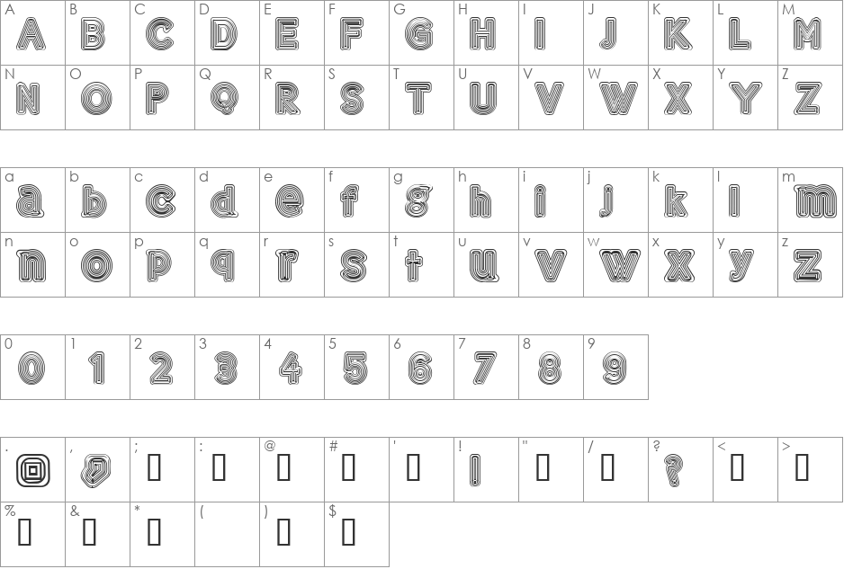 GELAM font character map preview