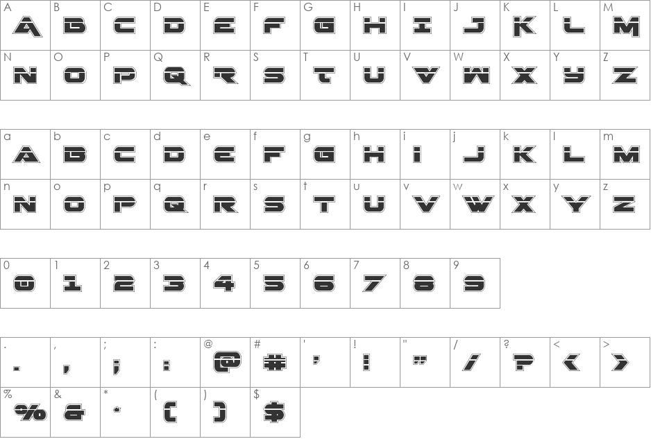 Gemina Academy Laser font character map preview