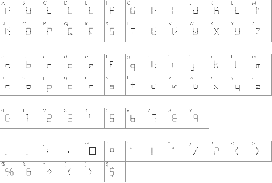 GeminiOpen font character map preview
