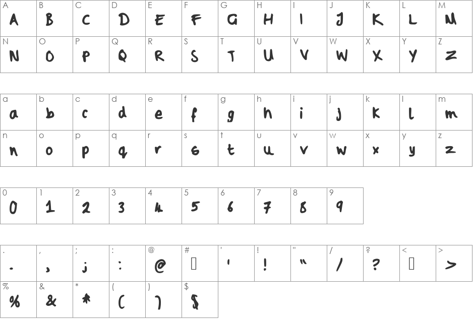 Gemz Cards font character map preview