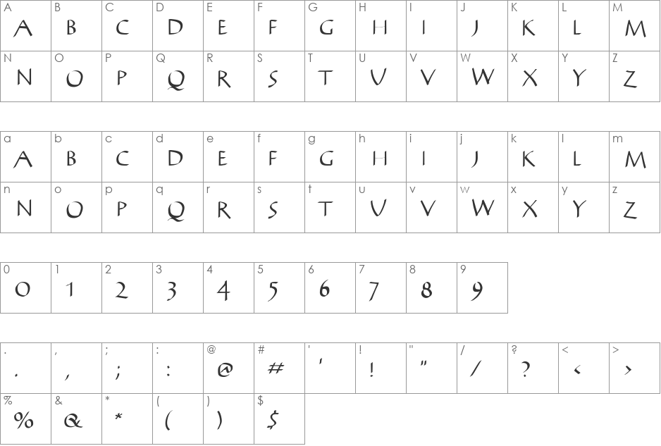 AntiKwa font character map preview