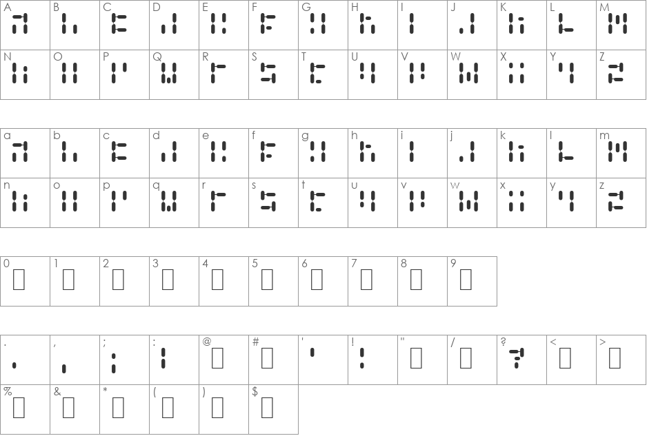 Gene Pool font character map preview