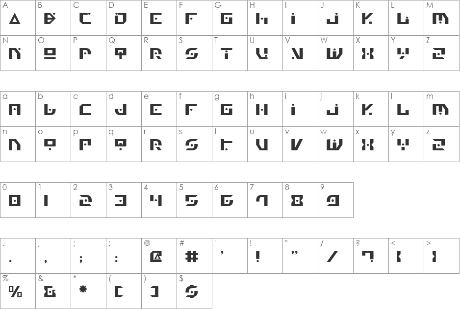 Generation Nth font character map preview