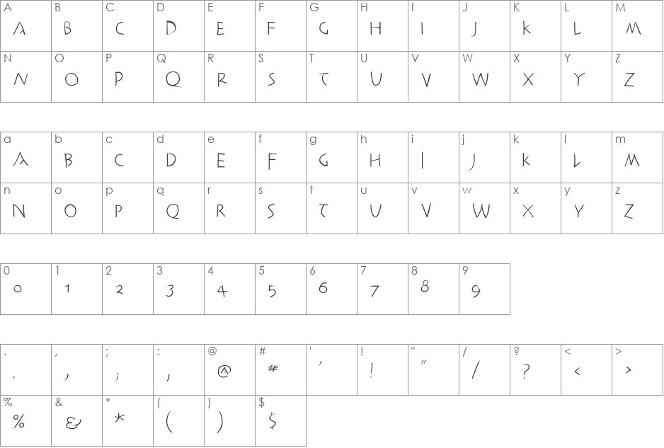AntikWaCom font character map preview