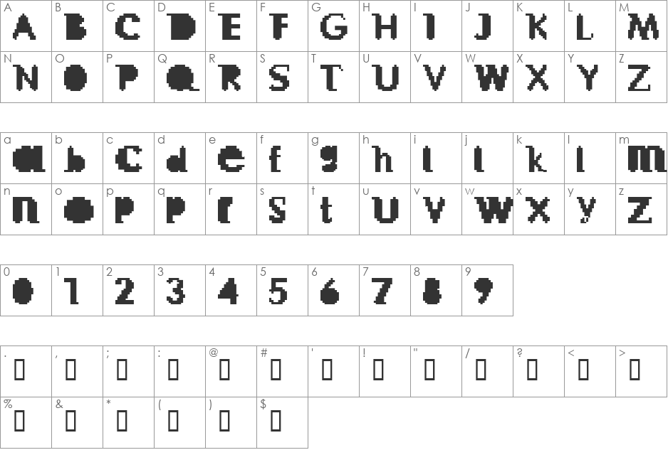 Generic FU font character map preview