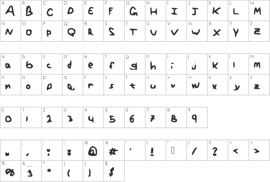 Generic_Teenager font character map preview