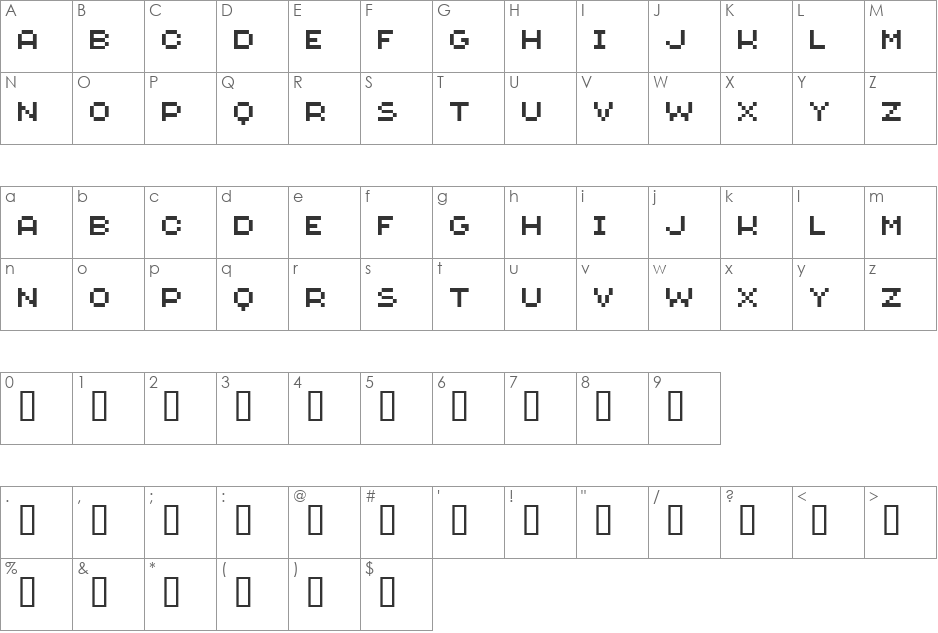 GeneticaFlash font character map preview