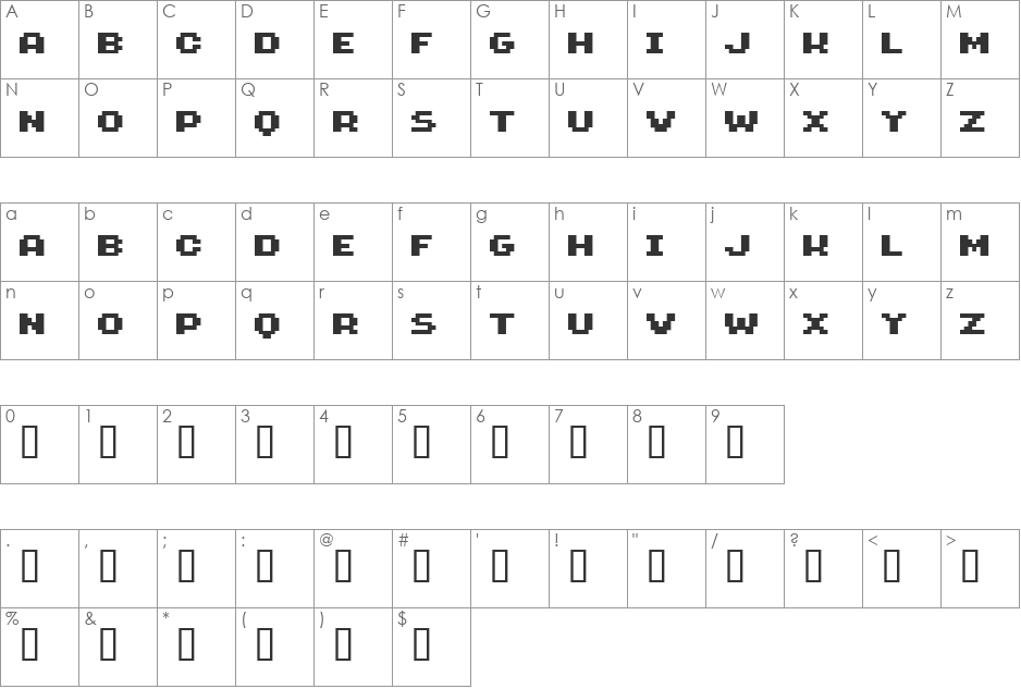 GeneticaFlashBold font character map preview