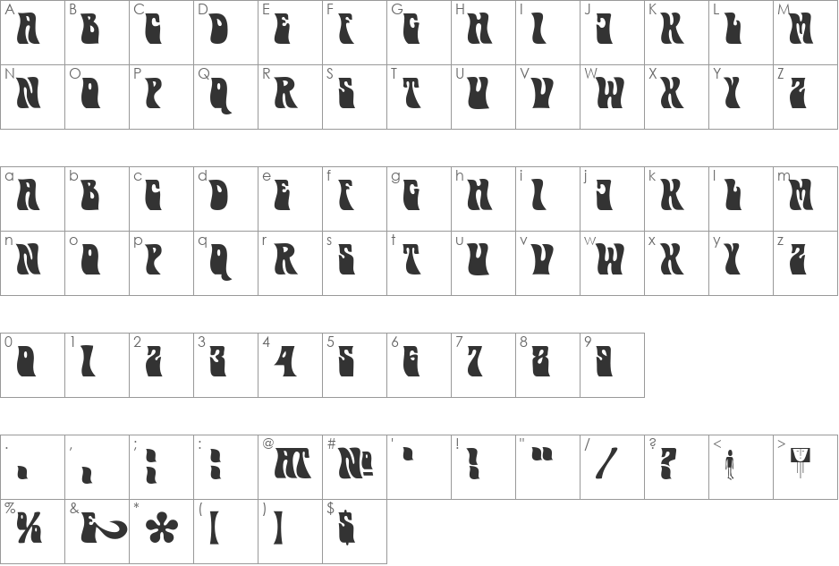 Genie font character map preview