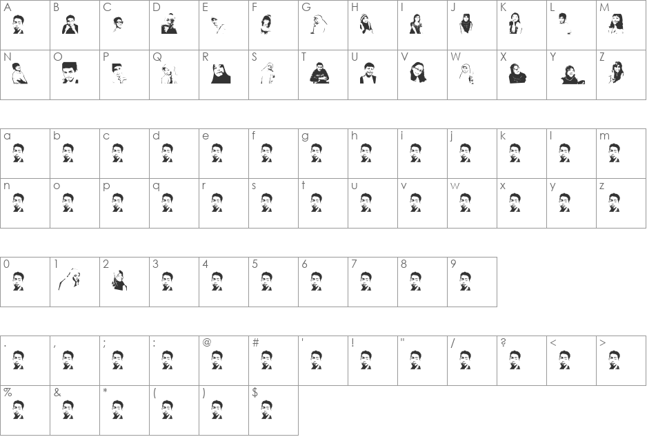 Genius Jempolan Royal font character map preview