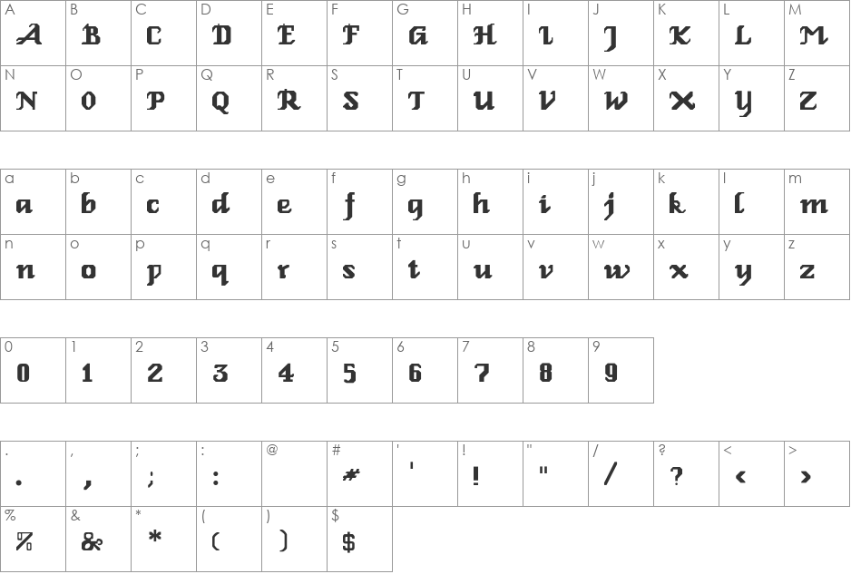 GenoaRoman font character map preview
