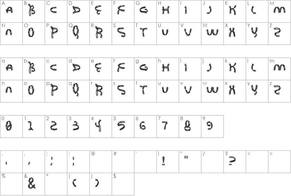 Genome font character map preview