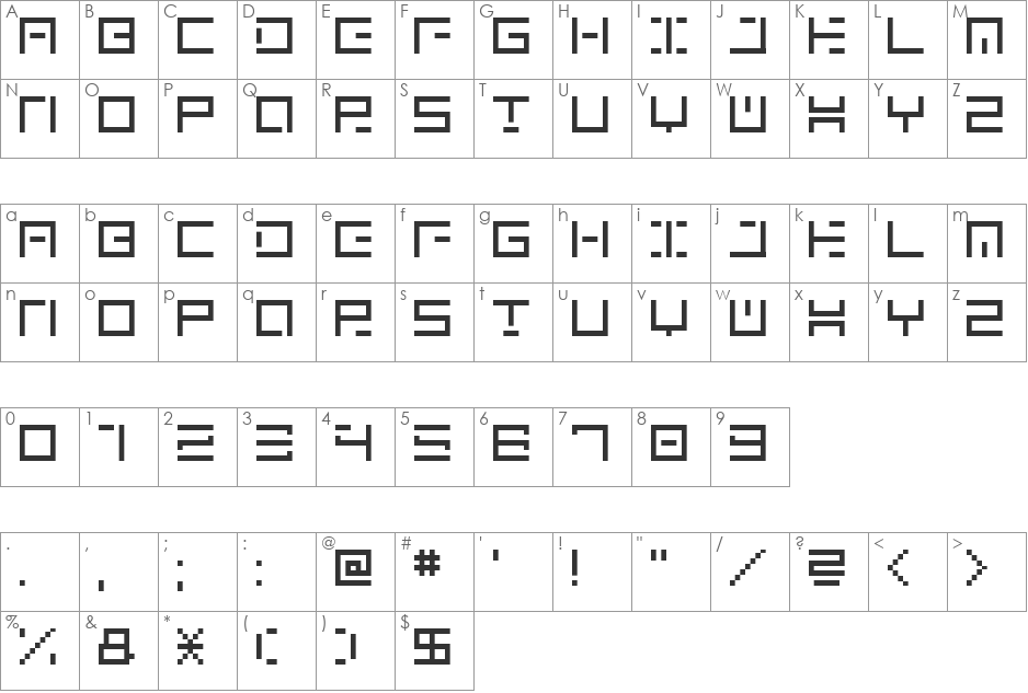 genown_v01 font character map preview