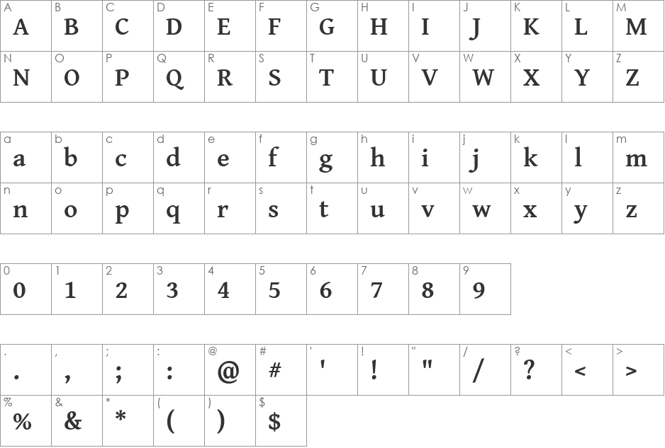 Gentium Basic font character map preview
