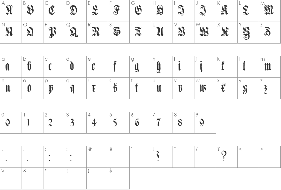 Genzsch Et Heyse font character map preview