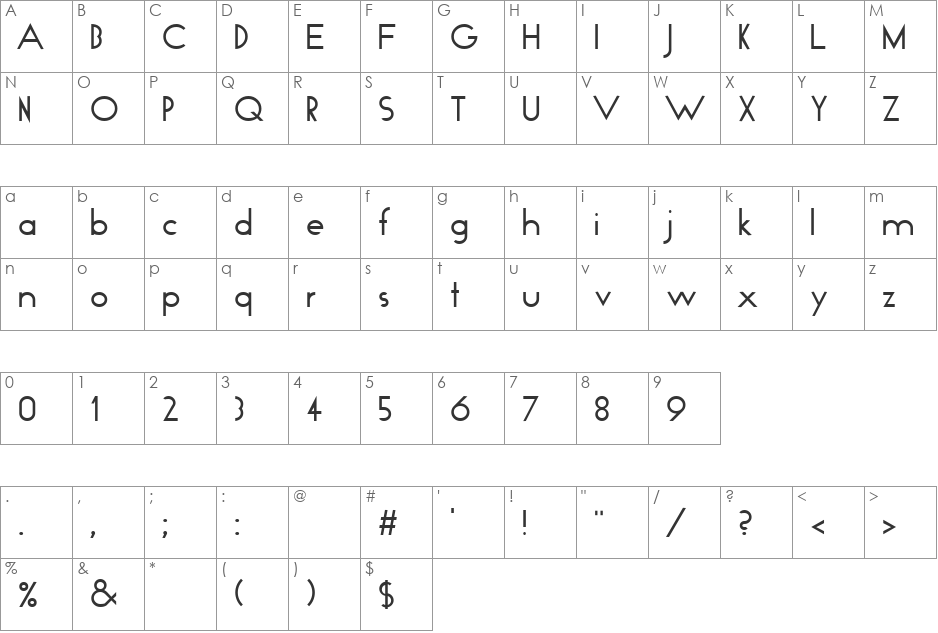 Geo font character map preview