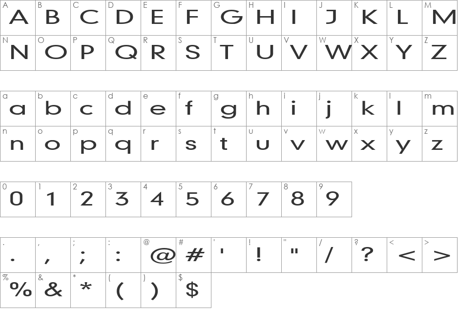 Geo 579 Extended font character map preview