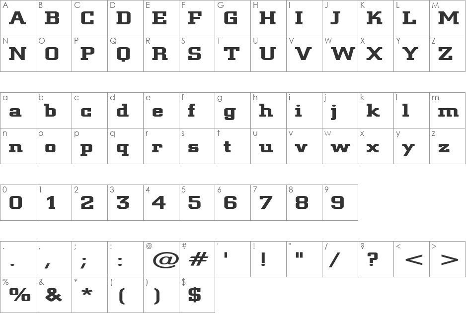 Geo 957 Extended font character map preview