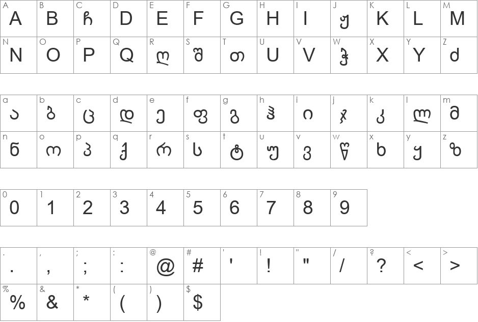 Geo Amiran font character map preview