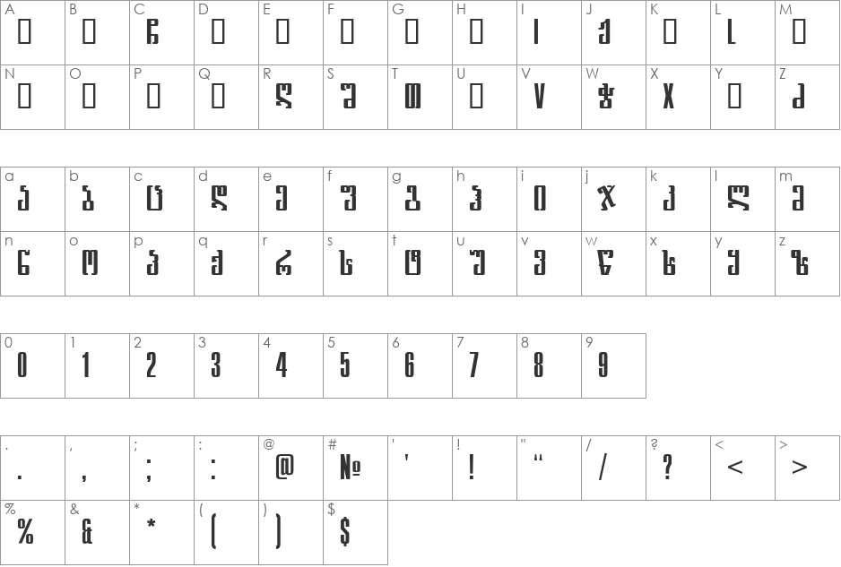 Geo Maghali font character map preview