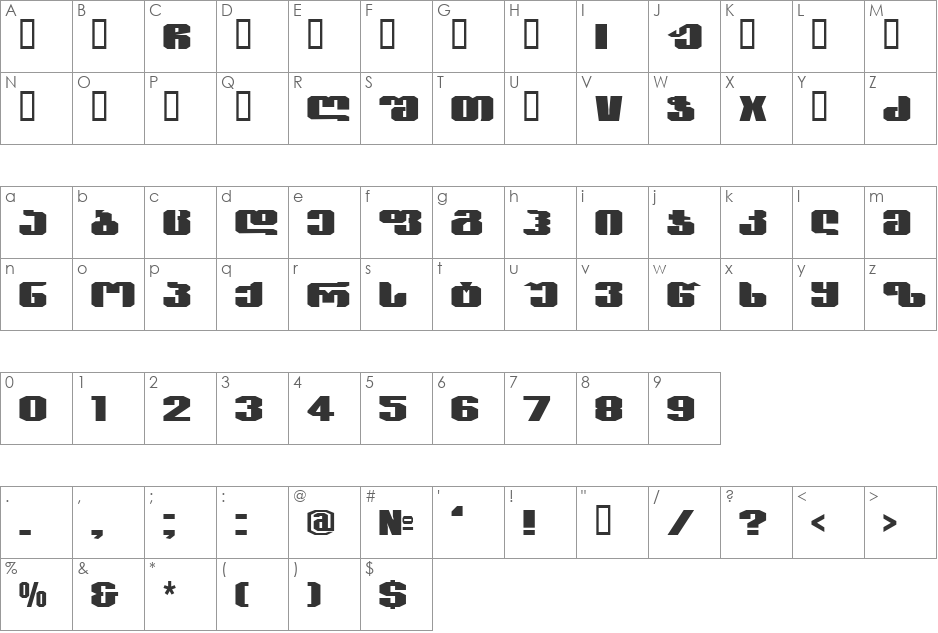 Geo Picasso font character map preview