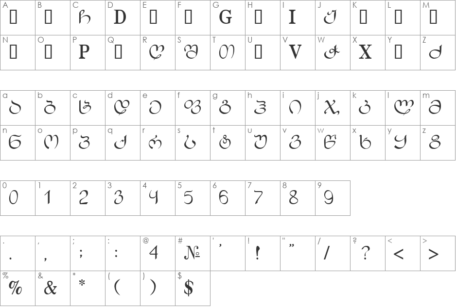 Geo Salkhino font character map preview