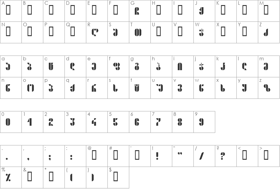 Geo Shirim font character map preview
