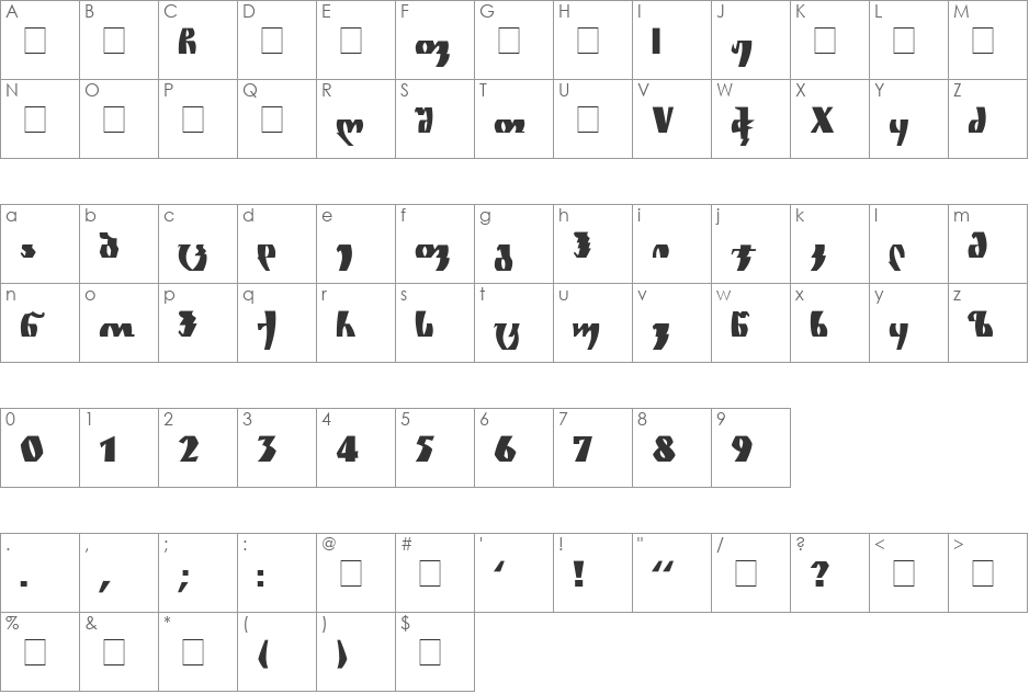 Geo Zghapari Nusx font character map preview