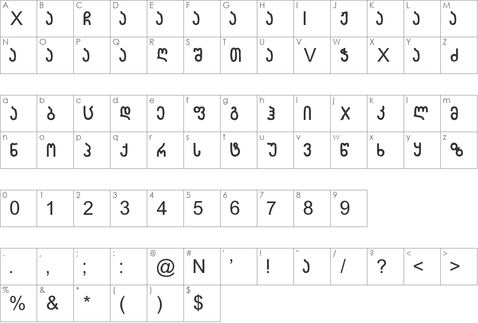 Geo-Gza font character map preview