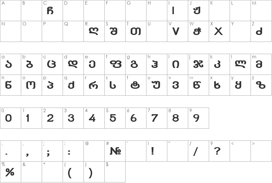 GEO-KolkhetyMtav bold font character map preview