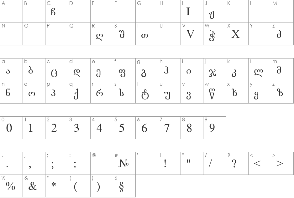 GEO-LitNusx font character map preview