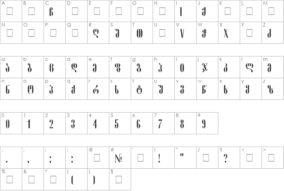 GEO-Pakizy font character map preview