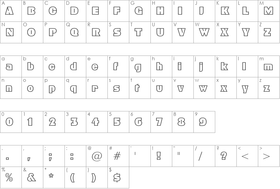 GeoC font character map preview