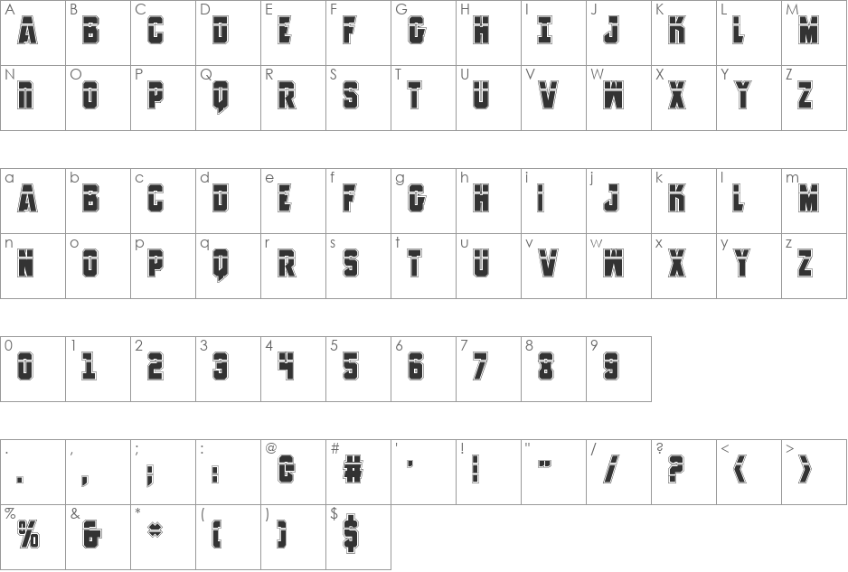 Antilles Laser Academy font character map preview